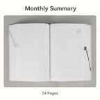 CRENA multi-year journal monthly summary spread with ruled writing sections
