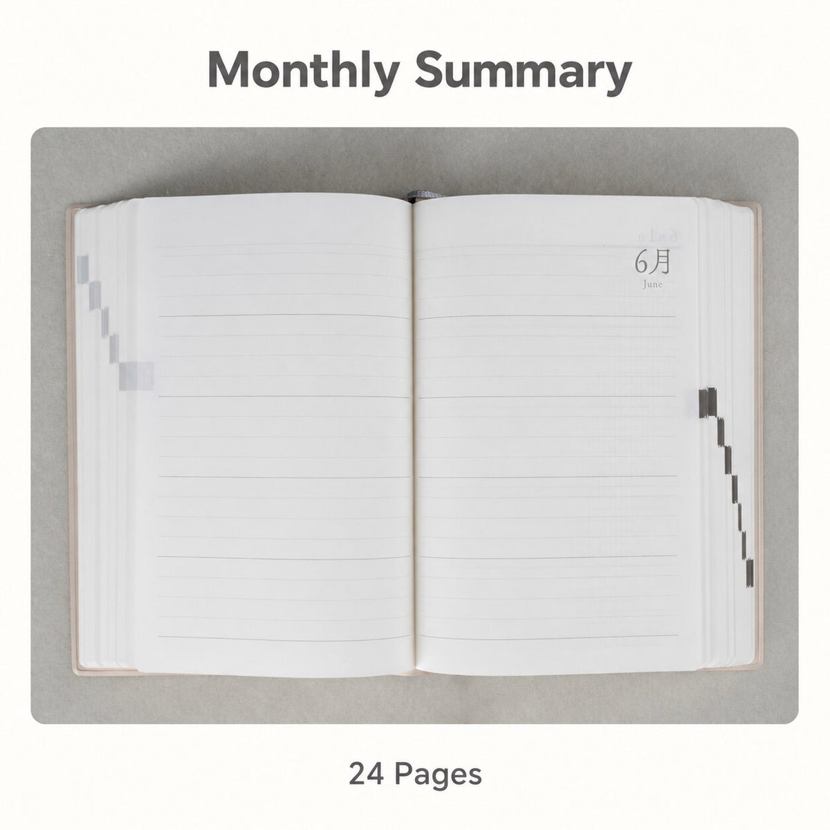 CRENA multi-year journal monthly summary spread with ruled writing sections
