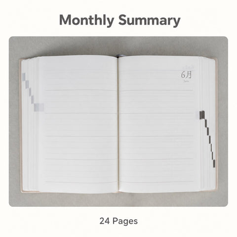 CRENA multi-year journal monthly summary spread with ruled writing sections