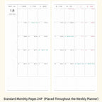 CRENA 2027 weekly planner monthly calendar spread with dated boxes