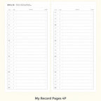 CRENA 2027 weekly planner record pages with numbered rows and checkboxes