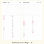 CRENA 2027 weekly planner monthly overview pages with date lists and grid space