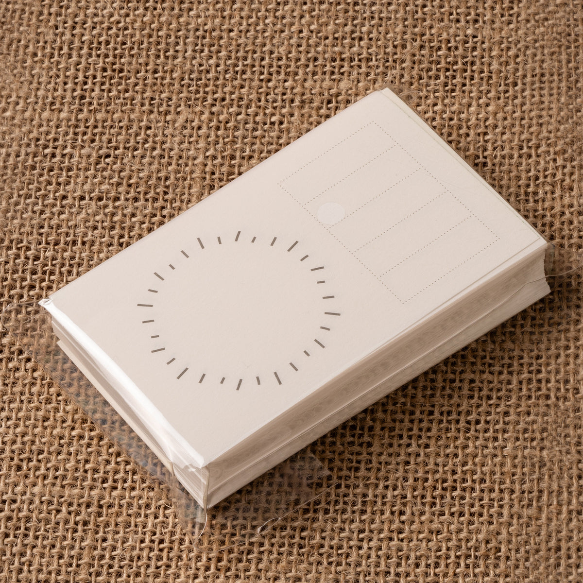 CRENA ink swatch cards with a circle of short radiating lines and ruled information fields