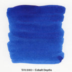Inkforge Studio Cobalt Depths fountain pen ink swatch showing deep blue.