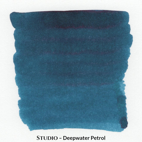 Inkforge Studio Deepwater Petrol fountain pen ink swatch showing teal.