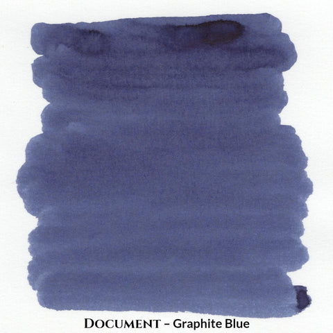 Inkforge Document Graphite Blue pigment fountain pen ink swatch showing muted gray-blue.