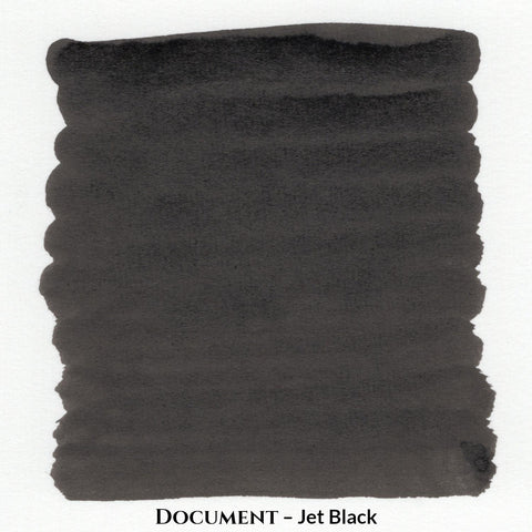 Inkforge Document Jet Black pigment fountain pen ink swatch showing jet black.